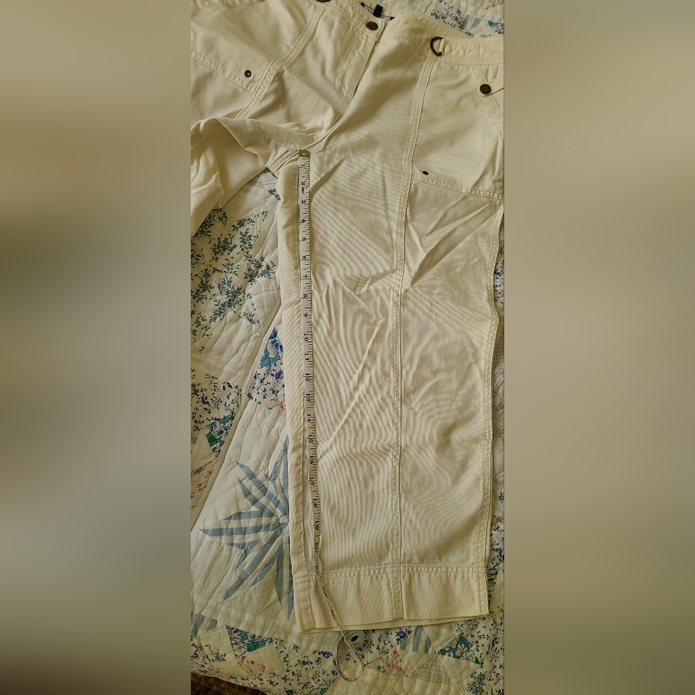 Jones New York canvas white wide leg crop pants, 14P